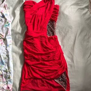 Elegant Red Ruched Dress
